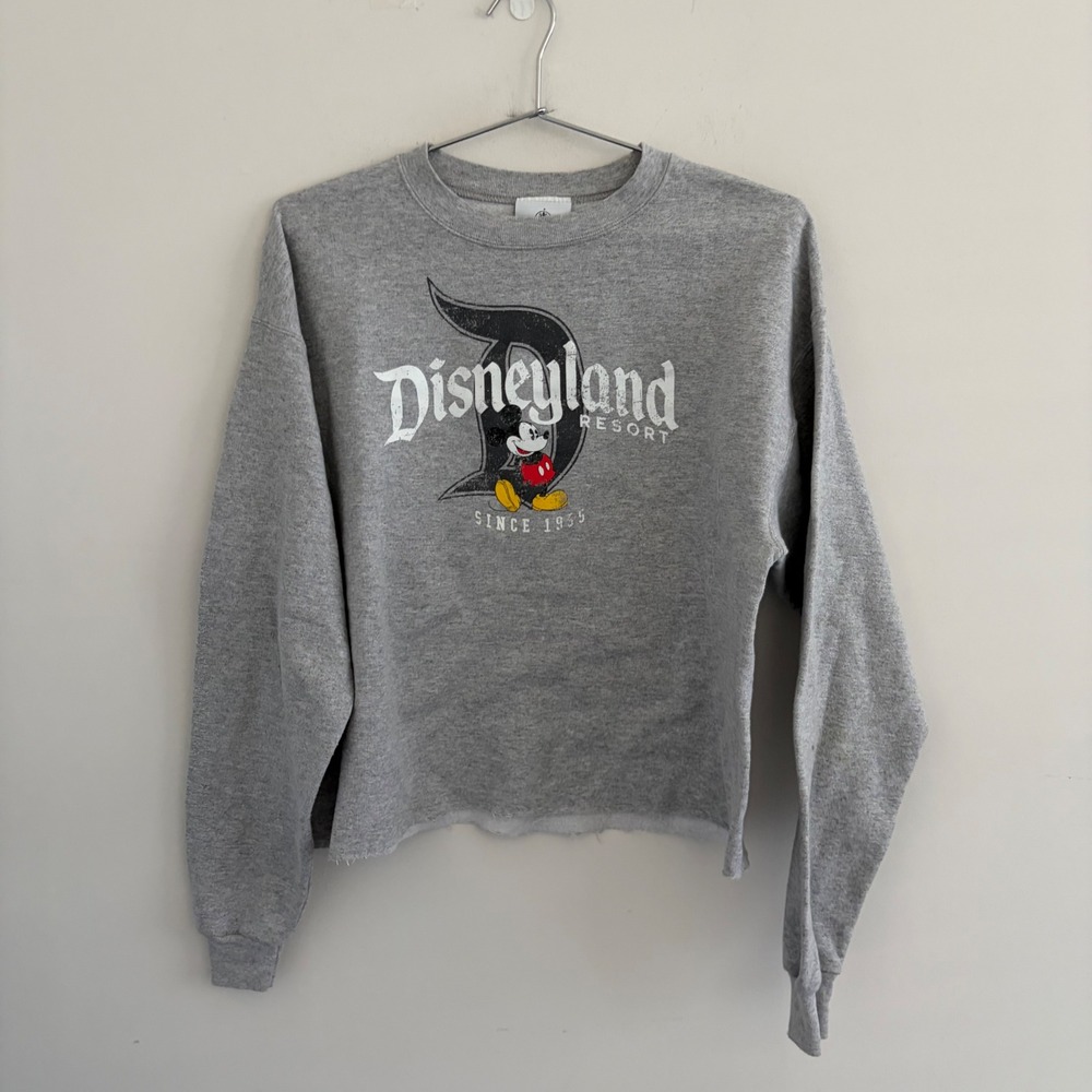 Disney Parks Disneyland Resort Mickey Mouse Gray Cropped Sweatshirt Womens